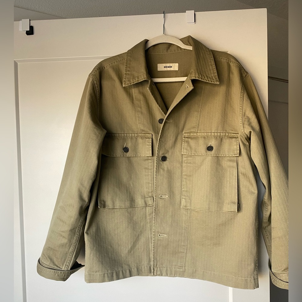 Buck Mason Overshirt Jacket - size Medium - Military Green Overshirt.